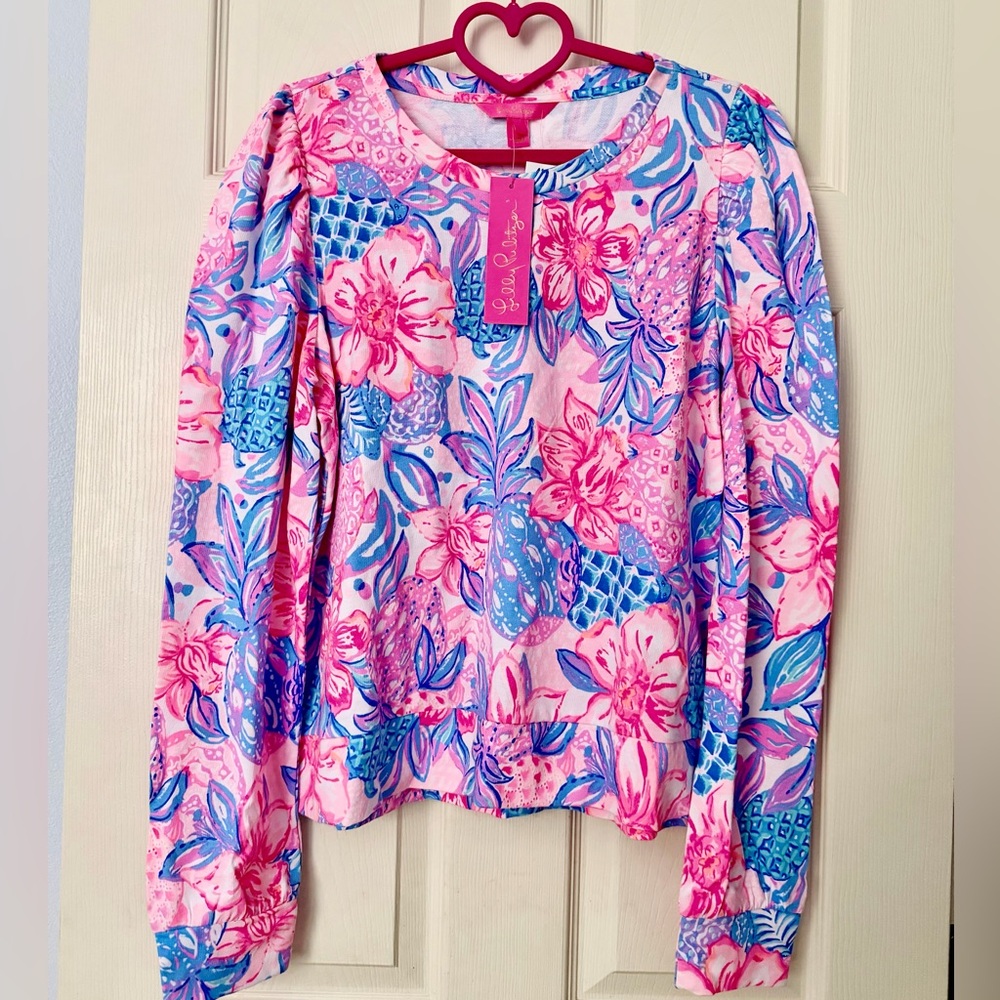 NWT Lilly Pulitzer Jansen Long Sleeve Sweatshirt – Pink Isle Snappy Turtle Large